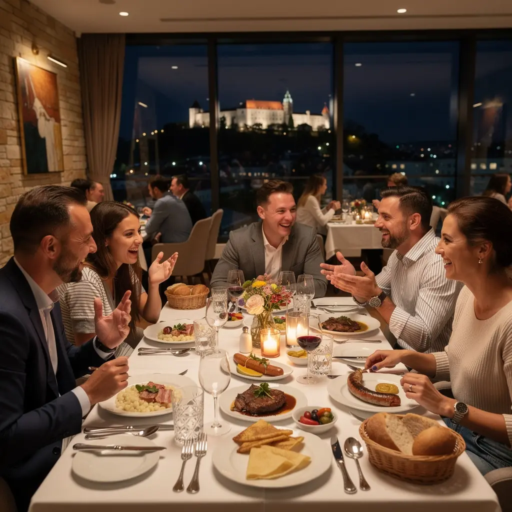 Visitors exploring a historic Slovak castle, highlighting the rich cultural heritage and architecture of the region.